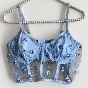 Blue floral bra